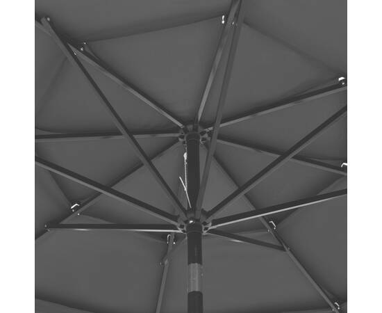 Umbrelă de soare 3 niveluri, stâlp de aluminiu, antracit, 3 m, 2 image