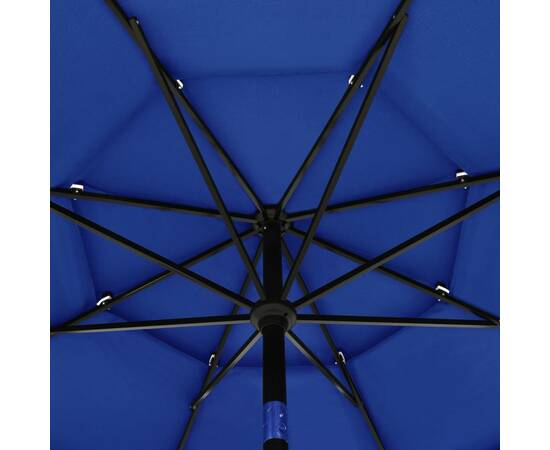 Umbrelă de soare 3 niveluri, stâlp de aluminiu, azuriu, 3,5 m, 2 image