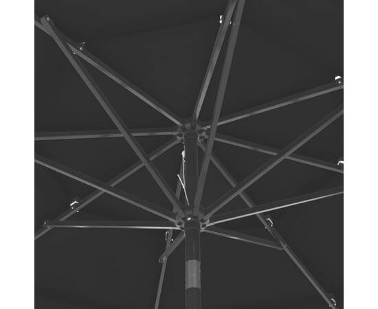 Umbrelă de soare 3 niveluri, stâlp de aluminiu, negru, 3 m, 2 image