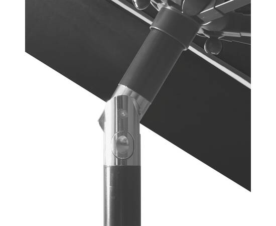 Umbrelă de soare 3 niveluri, stâlp de aluminiu, negru, 3 m, 6 image