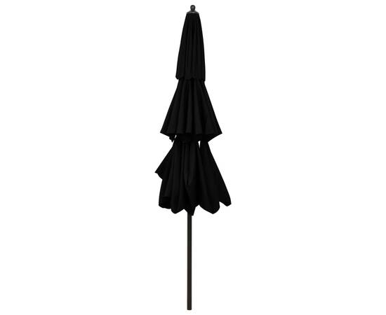 Umbrelă de soare 3 niveluri, stâlp de aluminiu, negru, 3 m, 5 image