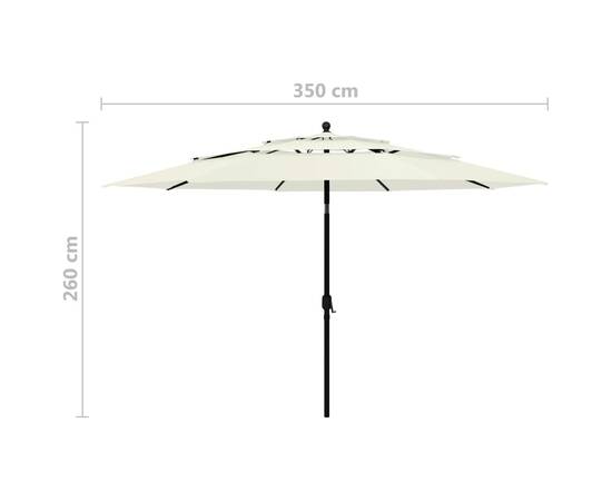 Umbrelă de soare 3 niveluri, stâlp de aluminiu, nisipiu, 3,5 m, 8 image