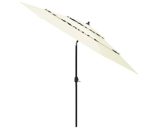 Umbrelă de soare 3 niveluri, stâlp de aluminiu, nisipiu, 3 m, 3 image