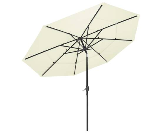 Umbrelă de soare 3 niveluri, stâlp de aluminiu, nisipiu, 3 m, 4 image