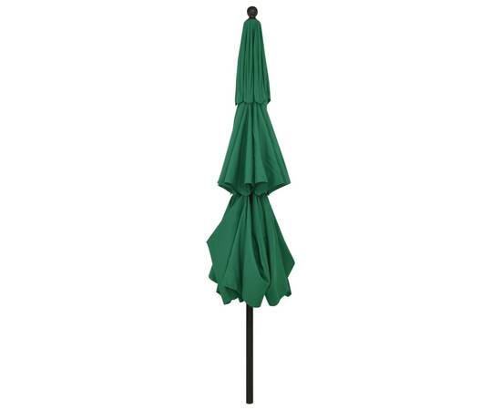 Umbrelă de soare 3 niveluri, stâlp de aluminiu, verde, 3,5 m, 5 image