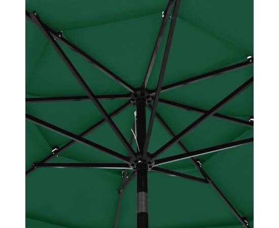 Umbrelă de soare 3 niveluri, stâlp de aluminiu, verde, 3 m, 2 image