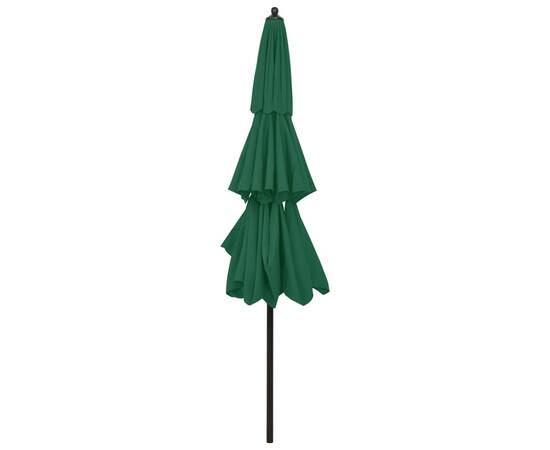 Umbrelă de soare 3 niveluri, stâlp de aluminiu, verde, 3 m, 5 image