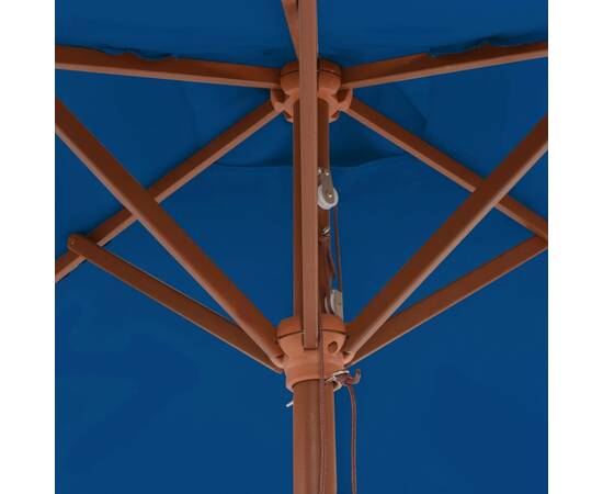 Umbrelă de soare de exterior, stâlp lemn, albastru, 150x200 cm, 2 image