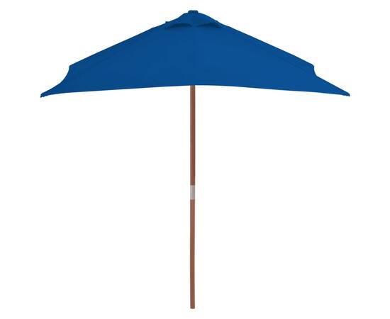 Umbrelă de soare de exterior, stâlp lemn, albastru, 150x200 cm, 4 image