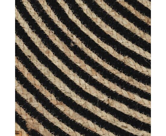 Covor lucrat manual cu model spiralat, negru, 90 cm, iută, 5 image
