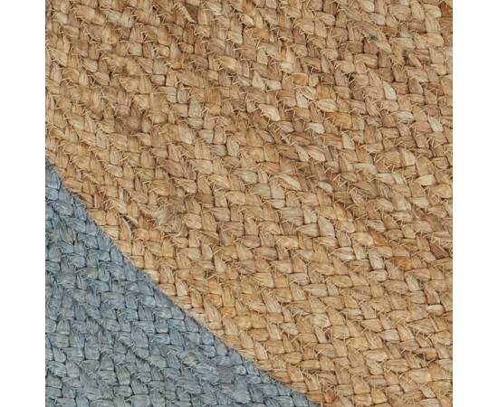 Covor manual cu margine măslinie, 150 cm, iută, 4 image