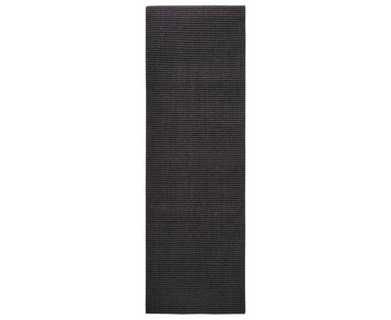 Covor din sisal natural, negru, 80x250 cm, 2 image