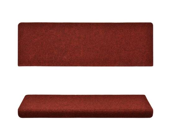 Covorașe de scări cusătură punch, 15 buc., roșu, 65 x 25 cm, 3 image