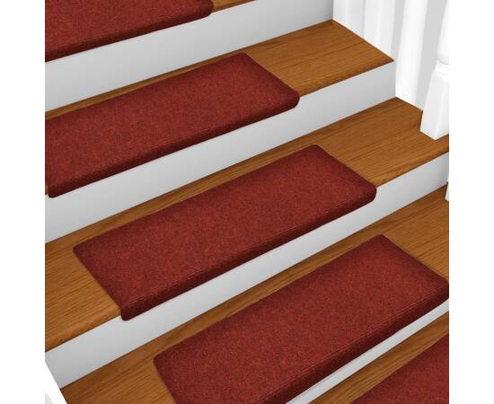 Covorașe scări, 5 buc., roșu bordeaux, 65x25 cm, cusătură punch, 5 image