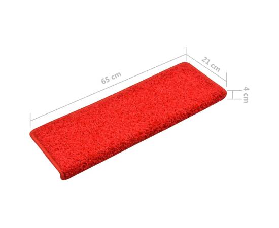 Covorașe de scară, 10 buc., roșu, 65x25 cm, 7 image