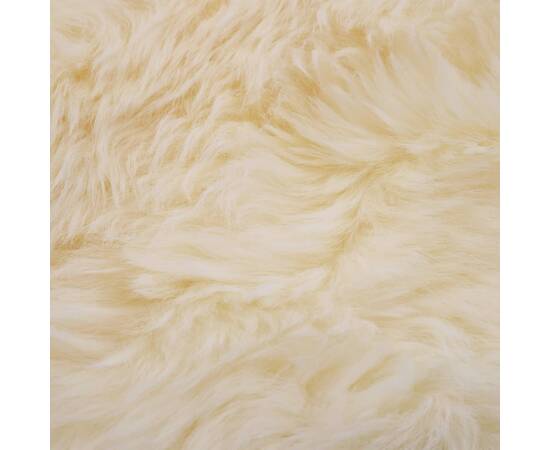 Covor din blană de oaie, alb, 60 x 90 cm, 4 image