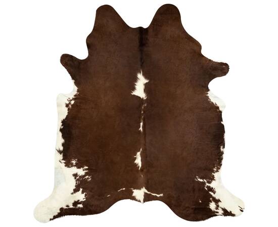 Covor din piele de vită, maro și alb, 150 x 170 cm, 6 image