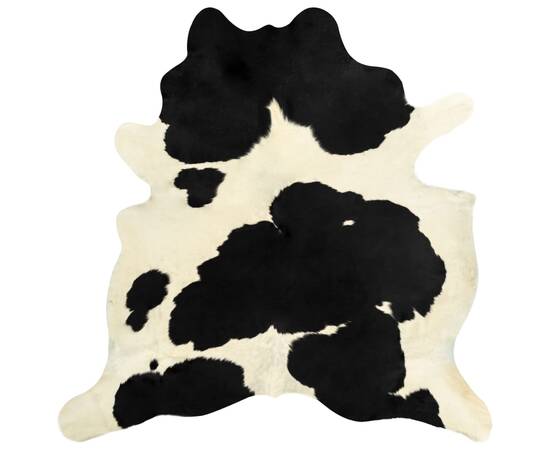 Covor din piele de vită, negru și alb, 150x170 cm, 2 image