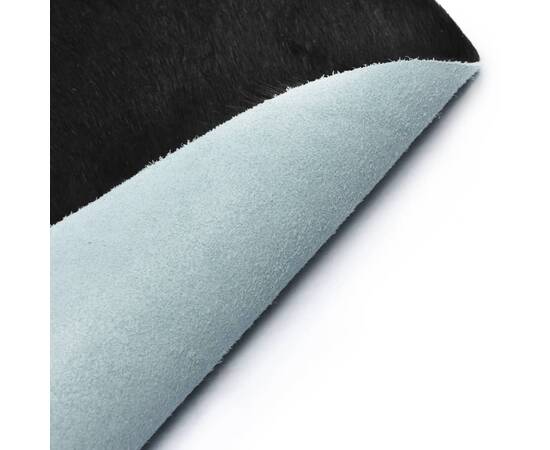 Covor din piele de vită, negru și alb, 150x170 cm, 4 image