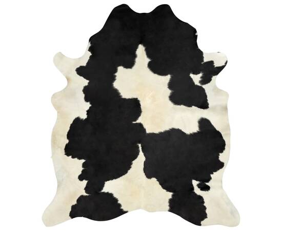 Covor din piele de vită, negru și alb, 150x170 cm, 8 image