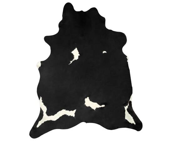 Covor din piele de vită, negru și alb, 150x170 cm, 5 image