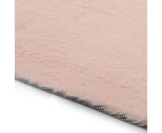Covor, roz învechit, 160 x 230 cm, blană ecologică de iepure, 4 image
