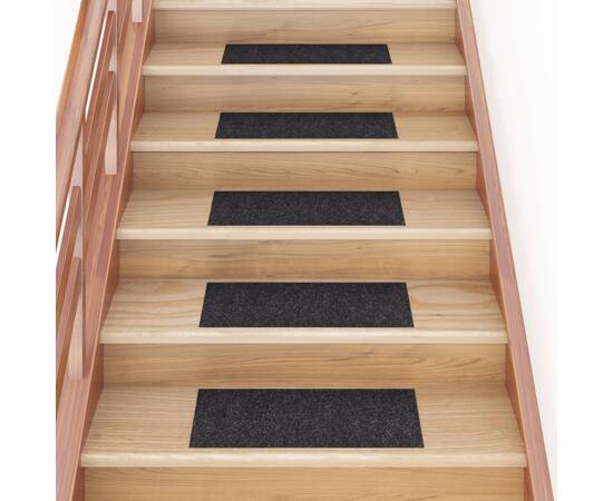 Covorașe de scări autoadezive, 15 buc., negru, 60x25 cm
