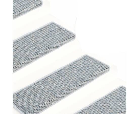 Covorașe scări autoadezive, 15 buc. albastru 65x25 cm, sisal, 4 image