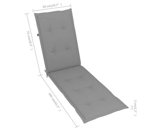 Pernă de șezlong, gri, (75+105)x 50x3 cm, 8 image