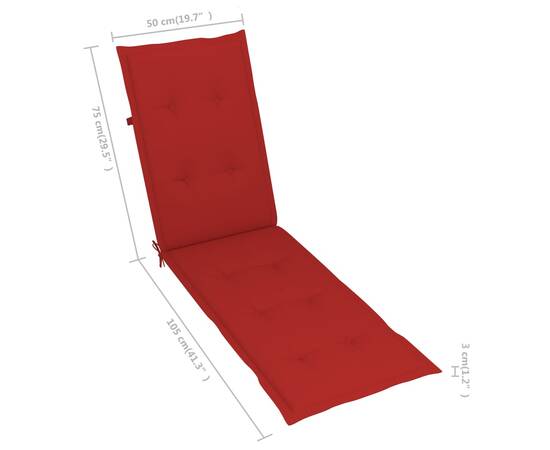 Pernă de șezlong, roșu, (75+105)x 50x3 cm, 8 image