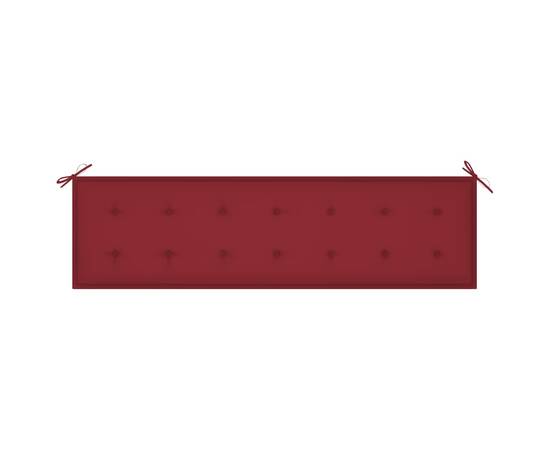 Pernă pentru bancă de grădină, roșu vin, 180x50x3 cm, textil, 2 image