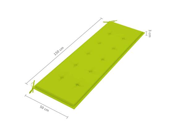 Pernă pentru bancă de grădină, verde aprins, 150x50x3 cm textil, 4 image