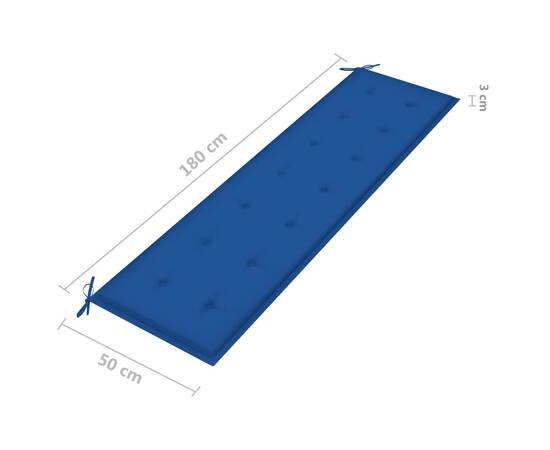 Pernă pentru bancă grădină, albastru regal, 180x50x3 cm, textil, 4 image