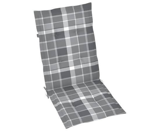 Perne pentru scaun de grădină, 2 buc., gri carouri, 120x50x4 cm, 2 image