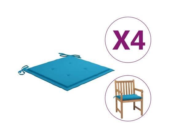 Perne scaun de grădină, 4 buc., albastru, 50x50x3 cm, textil