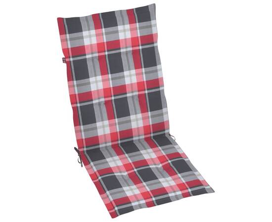 Perne scaun de grădină, 4 buc., roșu carouri, 120 x 50 x 4 cm, 4 image