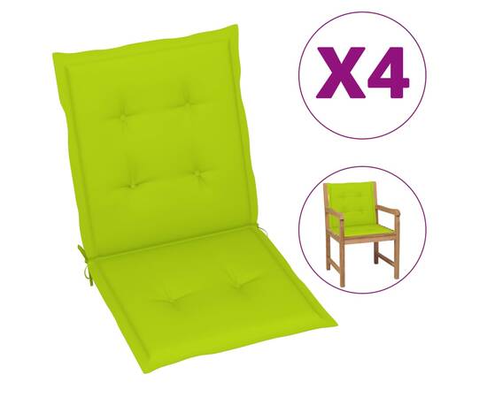 Perne scaun de grădină, 4 buc., verde aprins, 100 x 50 x 4 cm