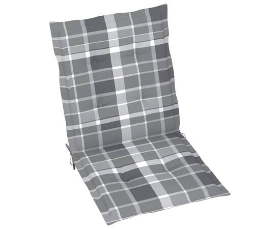 Perne scaun grădină, 4 buc., gri model carouri, 100x50x4 cm, 2 image