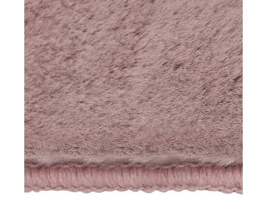 Covor, roz învechit, 180x270 cm, blană ecologică de iepure, 4 image