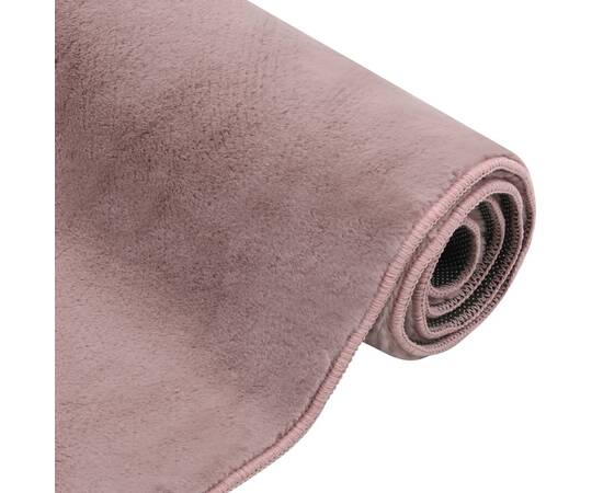 Covor, roz învechit, 200x300 cm, blană ecologică de iepure, 2 image
