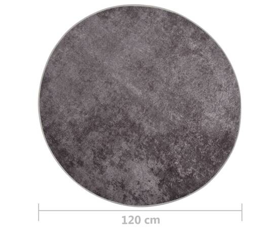 Covor lavabil, gri, φ120 cm , antiderapant, 5 image
