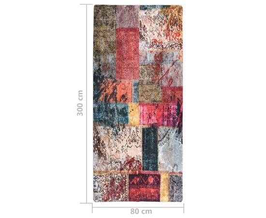Covor lavabil, mozaic multicolor, 80x300 cm, antiderapant, 5 image