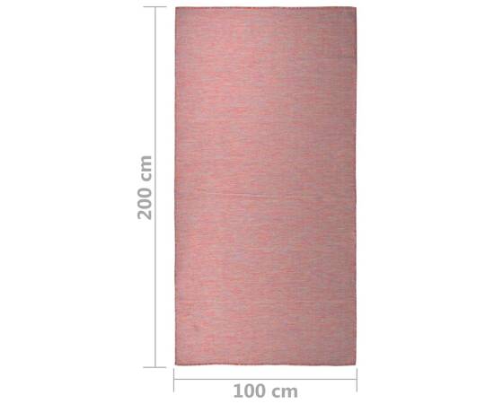 Covor de exterior, roșu, 100x200 cm, țesătură plată, 6 image