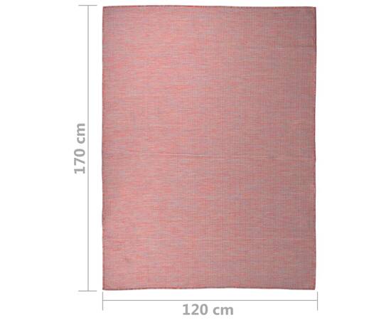 Covor de exterior, roșu, 120x170 cm, țesătură plată, 6 image