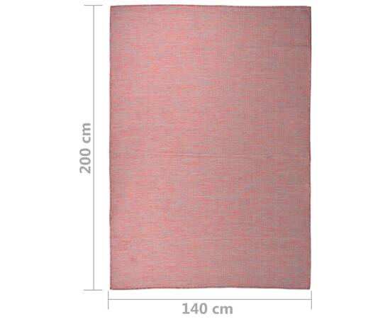 Covor de exterior, roșu, 140x200 cm, țesătură plată, 6 image