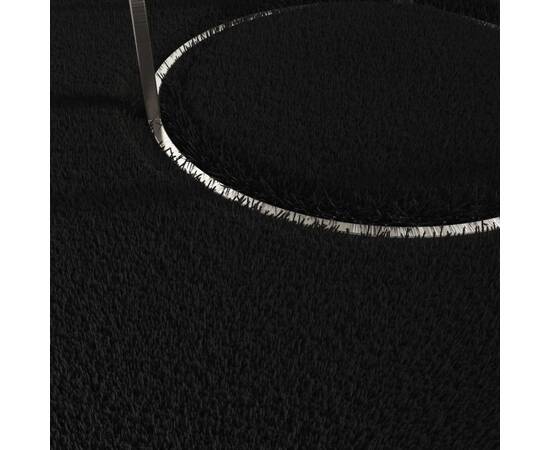 Covor lavabil moale shaggy 80x150 cm, anti-alunecare, negru, 5 image