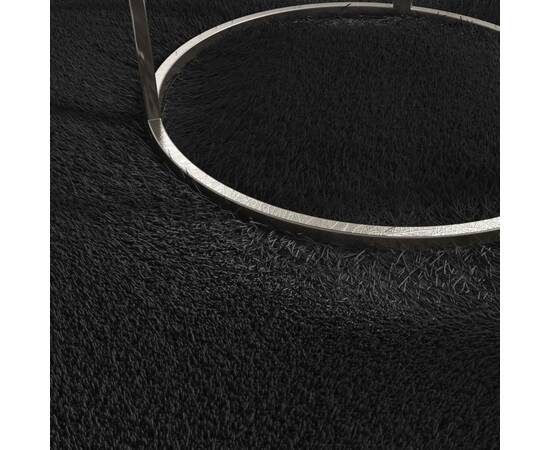Covor lavabil moale shaggy 80x150 cm, anti-alunecare, negru, 4 image