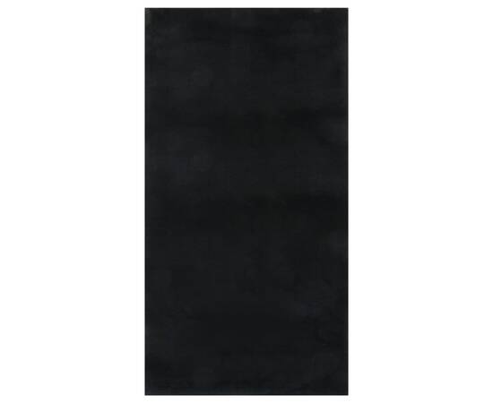 Covor lavabil moale shaggy 80x150 cm, anti-alunecare, negru, 2 image