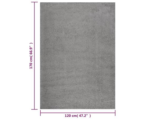Covor shaggy, fir lung, gri, 120x170 cm, 9 image