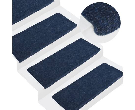 Covorașe scări autoadezive, 15 buc., albastru, 65x28 cm